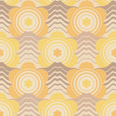 AS Creation Retro Flowers Yellow Wallpaper Trendy Textured Paste The Wall