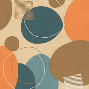 AS Creation Retro Geometric Circles Orange Wallpaper Blown Vinyl Paste The Wall