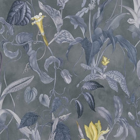 Grey & Beige Grand Floral Wallpaper