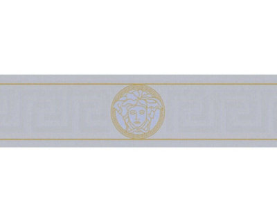 AS Creation Versace 5 Greek Medusa Motif Grey Metallic Wallpaper Border 935225