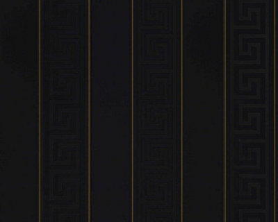 AS Creation Versace Stripe Metallic Black Gold Non-Woven Wallpaper 935244