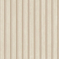 AS Creation Wooden Slats Panelling 3D Wood Panel Stripe Non Woven Wallpaper Beige 39109-6
