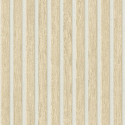 AS Creation Wooden Slats Panelling 3D Wood Panel Stripe Non Woven Wallpaper Beige White 39109-7