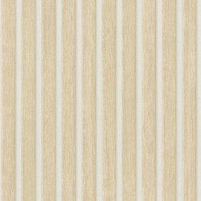 AS Creation Wooden Slats Panelling 3D Wood Panel Stripe Non Woven Wallpaper Beige White 39109-7