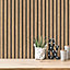 AS Creation Wooden Slats Panelling 3D Wood Panel Stripe Non Woven Wallpaper Natural Black 39109-1