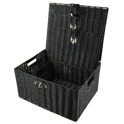 ASAB 3 Woven Resin Wicker Baskets Black - 4