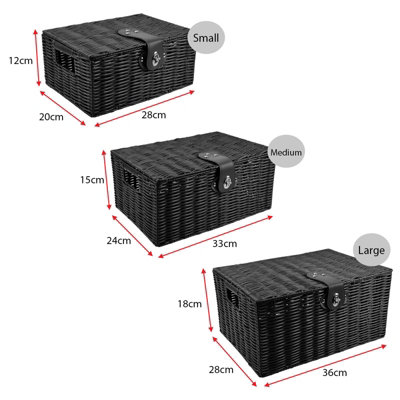 ASAB 3 Woven Resin Wicker Baskets Black - 5