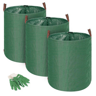 ASAB 3PK Heavy Duty Re-usable Garden Waste Bags with Gloves 
