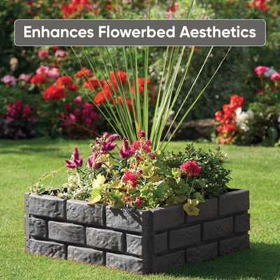 ASAB 4PK Grey Brick Effect Garden Lawn Edging