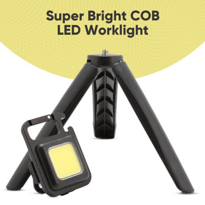Powerglow Rechargeable Work Light - 250LM COB LED, USB, Magnet, Tripod & Strap (2000mAh)