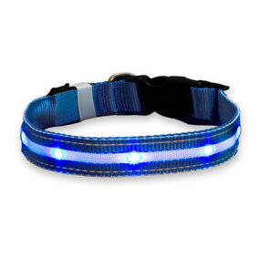 ASAB Light Up LED Dog Collar Blue 28-40cm - SMALL