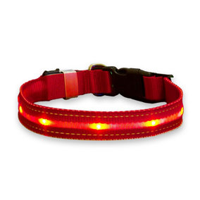 ASAB Light Up LED Dog Collar Red 48-60cm - LARGE