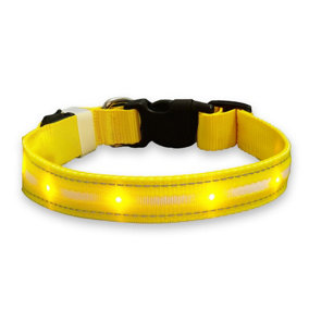ASAB Light Up LED Dog Collar Yellow 38-50cm - MEDIUM - selling price 10.99