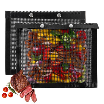 ASAB Set Of 2 BBQ Mesh Grill Bags - 24 x 30cm Utensils Bbq Grill