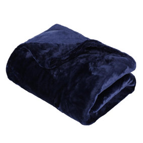ASAB Soft Flannel Blanket Throw 150 x 130cm - Navy