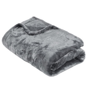 ASAB Soft Flannel Blanket Throw 150 x 130cm - Silver Grey