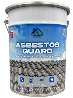 Asbestos-Guard™ Sealant Paint & Coating - Full Protection for Cladding, Sheets, Gutters or Roofs - 5 Litres - Grey