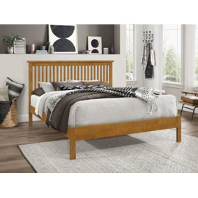 Ascot 5FT King Honey Oak Wooden Shaker Style Bed