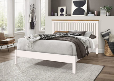 Ascot 5FT King White Wooden Shaker Style Bed | DIY at B&Q