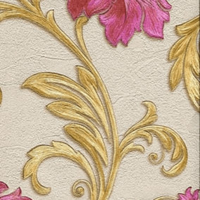 Ascot Floral Pink & Gold Wallpaper JC2006-3