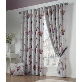 Ascot Floral Red Eyelet Blockout Curtains
