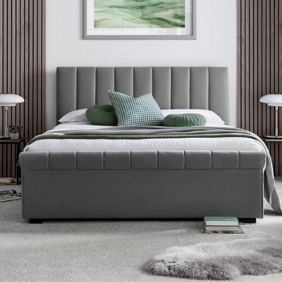 Savoy grey upholstered ottoman deals storage bed