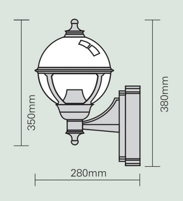 ASD GL/BS100 Outdoor Globe Lantern Light Fitting (Black/Smoke Effect)