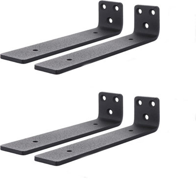 SAYAYO Floating Shelf Brackets Heavy Duty 7 Inch, 1/5 Inch Thicken Black Shelf Bracket For Wood Shelves, Metal L Brackets Shelving Brackets , 4Pcs