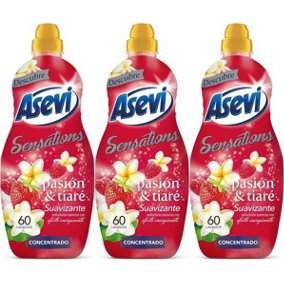 Asevi Concentrated Fabric Softener Sensations Passion 60 Washes, 1.5L (Pack of 3)