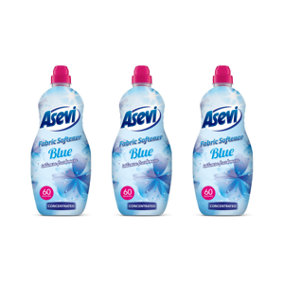 Asevi Fabric Softener Blue Intense Freshness 60 Washes 1380ML - Intense Freshness, Concentrated - Pack of 3