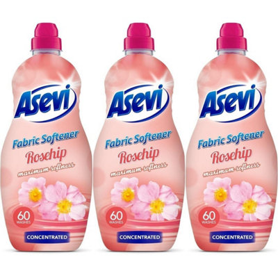 Asevi Fabric Softener Laundry Conditioner Concentrated Rosehip 60W 1380ML Pack of 3