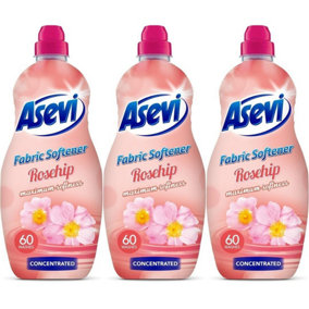 Asevi Fabric Softener Laundry Conditioner Concentrated Rosehip 60W 1380ML Pack of 3