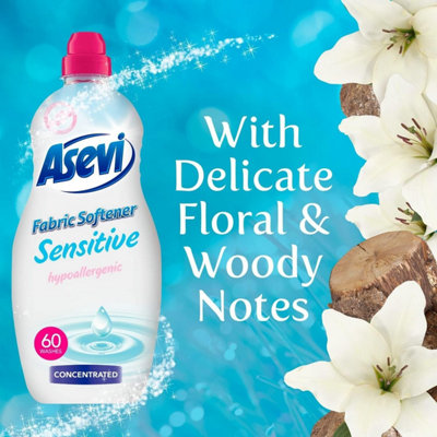Asevi Fabric Softener Laundry Conditioner Concentrated Sensitive 60W 1380ML Pack of 3