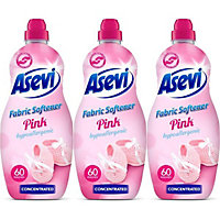 Asevi Fabric Softener, Laundry Conditioner, Liquid Fabric Softener, 1.5L, 60 Washes, Pink (Pack of 3)