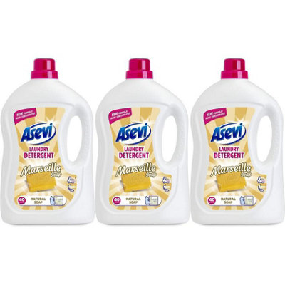 Asevi Laundry Detergent Marseille Soap 40 Washes 2.4L (Pack of 3)