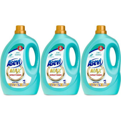 Asevi Max sanitiser hypoallergenic Laundry Detergent Washing 50 Washes 2.5L (Pack of 3)