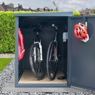 ASGARD all metal bike shed cycle Locker for 2 bikes in grey with full ...