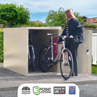 ASGARD all metal bike shed locker for 2 bikes in cream with full metal ...