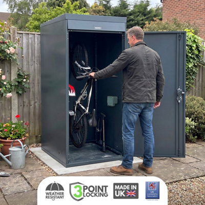 ASGARD Vertical Metal Bike Hanger Locker shed in GREY for 1 bike with ...