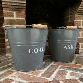 Ash Bucket And Coal Bucket Fireside Accessory Set