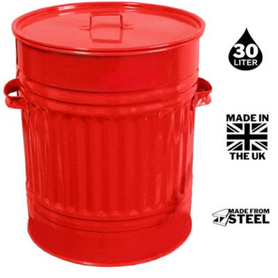 Ash Bucket- Large Ash Bin Corrugated with Lid - 30L Fireplace Ash Bin ...
