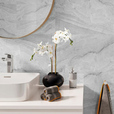 Ash Grey VILO SPC Wall Panel Pack of 4 1200mm x 600mm per tile 2.88m2 total coverage