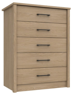 Ashbourne 5 Drawer Chest - Natural Oak on Express Delivery and Ready Assembled