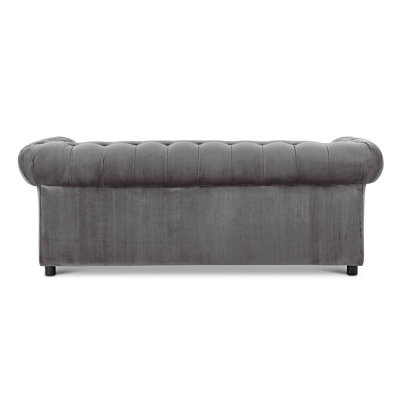 Ashbourne Chesterfield Grey Velvet Fabric Sofa Suite 3 Seater and 2 ...
