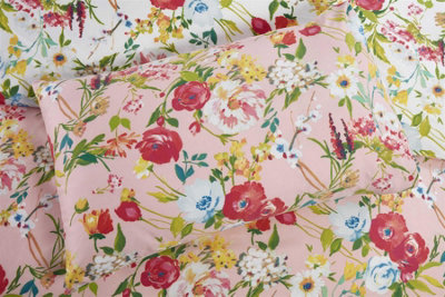 Ashbourne Floral Duvet Cover Set Reversible Bedding Blush