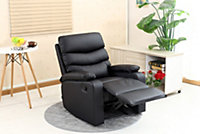 ASHBY LEATHER RECLINER ARMCHAIR SOFA HOME LOUNGE CHAIR RECLINING BLACK