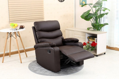 Ashby Leather Recliner Armchair Sofa Home Lounge Chair Reclining Brown
