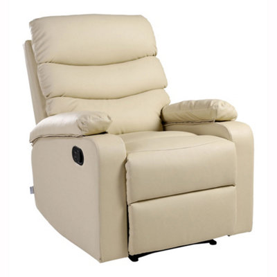 Ashby Leather Recliner Armchair Sofa Home Lounge Chair Reclining (Cream)