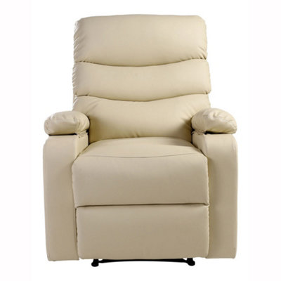 Ashby Leather Recliner Armchair Sofa Home Lounge Chair Reclining (Cream)