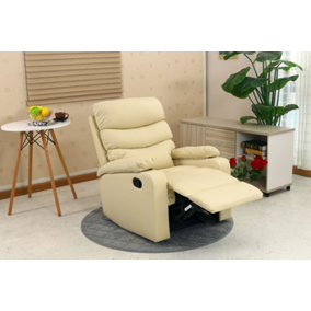 ASHBY LEATHER RECLINER ARMCHAIR SOFA HOME LOUNGE CHAIR RECLINING CREAM